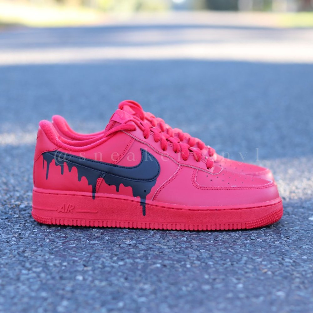 Nike Air Force 1 Low All RED Black Drip Custom